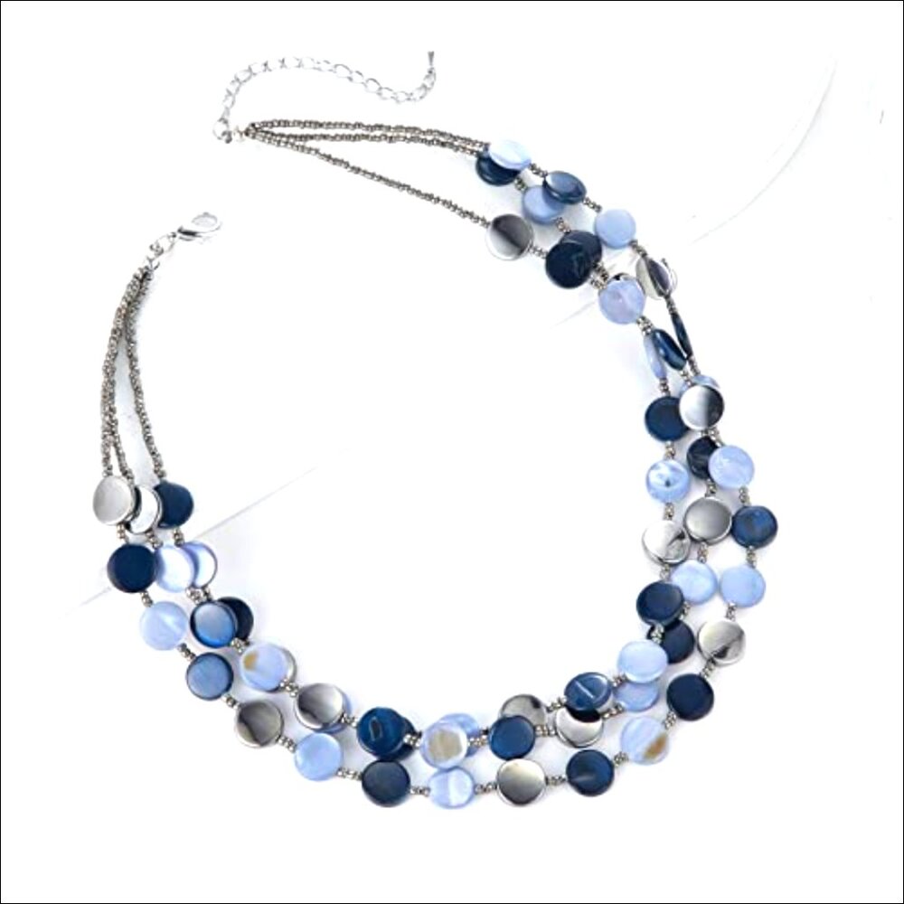 Layered Beaded Chunky Shell Statement Necklace Wi… - image 6